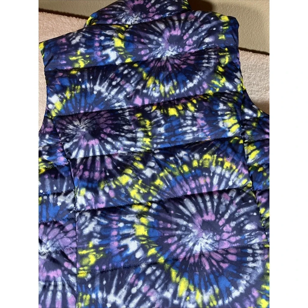 Lands'‎ End Puffer Vest Womens S Quilted Down Full Zip Purple Tie Dye Gorpcore